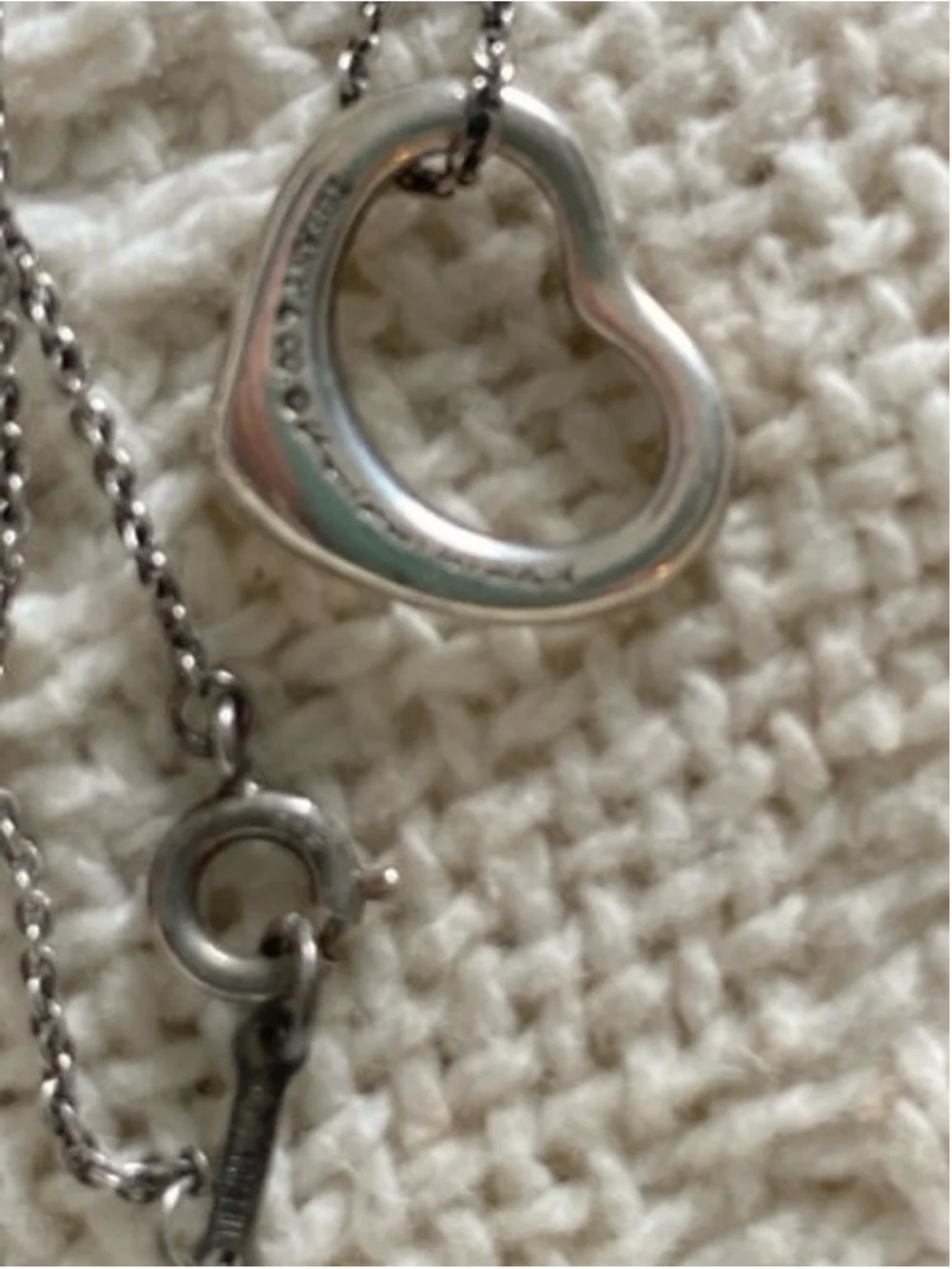 Tiffany & Co. Classic Silver Open Heart Necklace – Elsa Peretti Style
